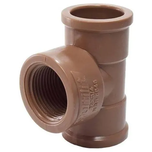 Tê soldável com rosca na bolsa central